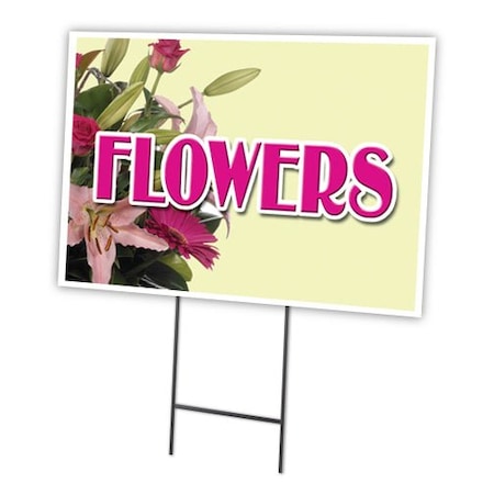 Signmission Flowers Yard Sign & Stake outdoor plastic coroplast window, C-1216 Flowers C-1216 Flowers